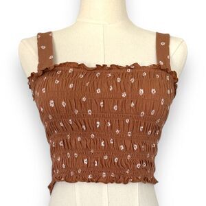 American Eagle Stretch Ruched‎ Crop Tube Top with Straps Rust Color Wm Sz XS